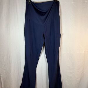 Med Couture Pants Womens XS Blue Full Panel Bootcut Side Pocket Maternity